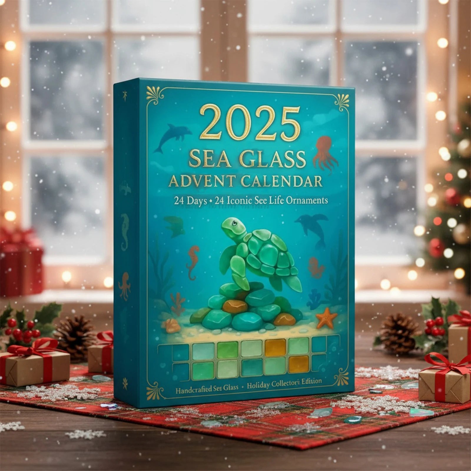 Marine Life Christmas Advent Calendar 24 2D Flat Ocean Animals