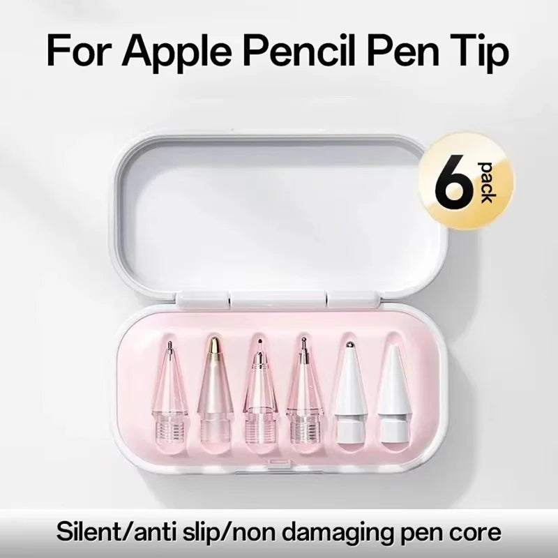 6Pcs/Set Replacement Pen Tips For Apple Pencil 1st 2nd 3th Gen Clear Spare Nibs Stylus Smooth Writing Mute Nib For Pencil 1 2 3 Zpaxo