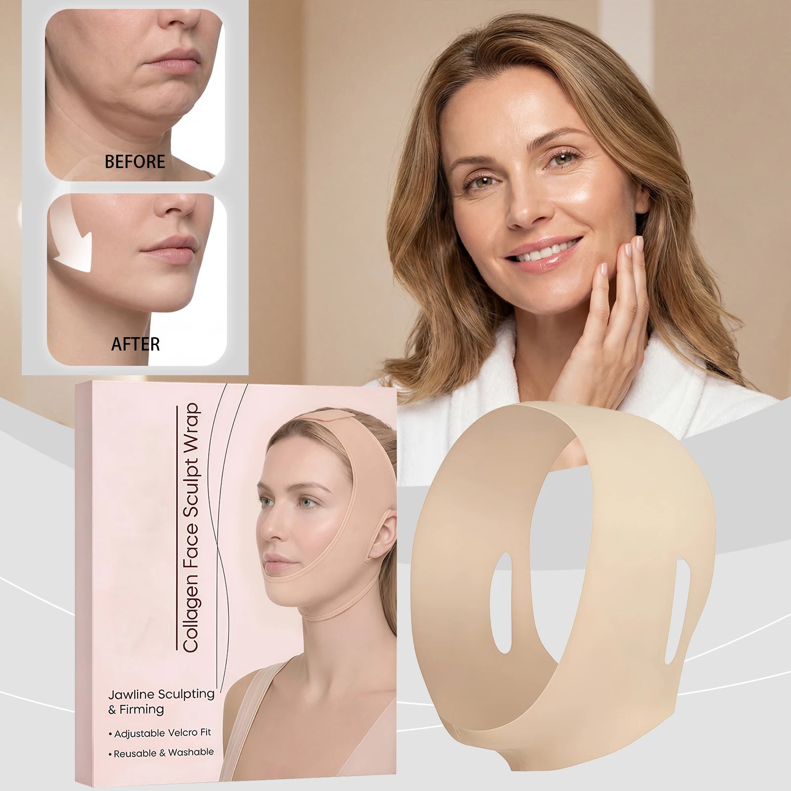V Line Facial Contour Lifting Care Strap Soft Stretch Face Wrap Improve Jaw Line Invisible Breathable Beauty Tool Daily Care Zpaxo