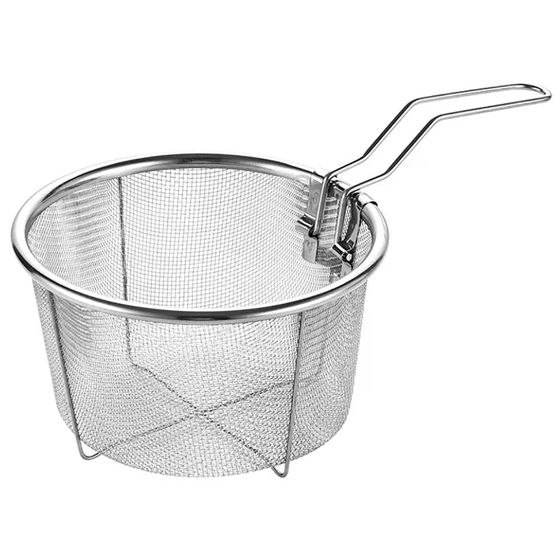 Stainless Steel Deep Fry Basket Kitchen Round Fryer Wire Mesh Handle Zpaxo