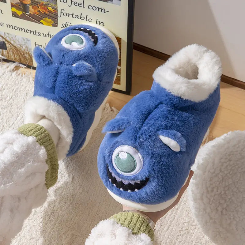 SHAJI 2026 Unisex Funny Ugly Fish Closed Back Slippers Winter Warm
