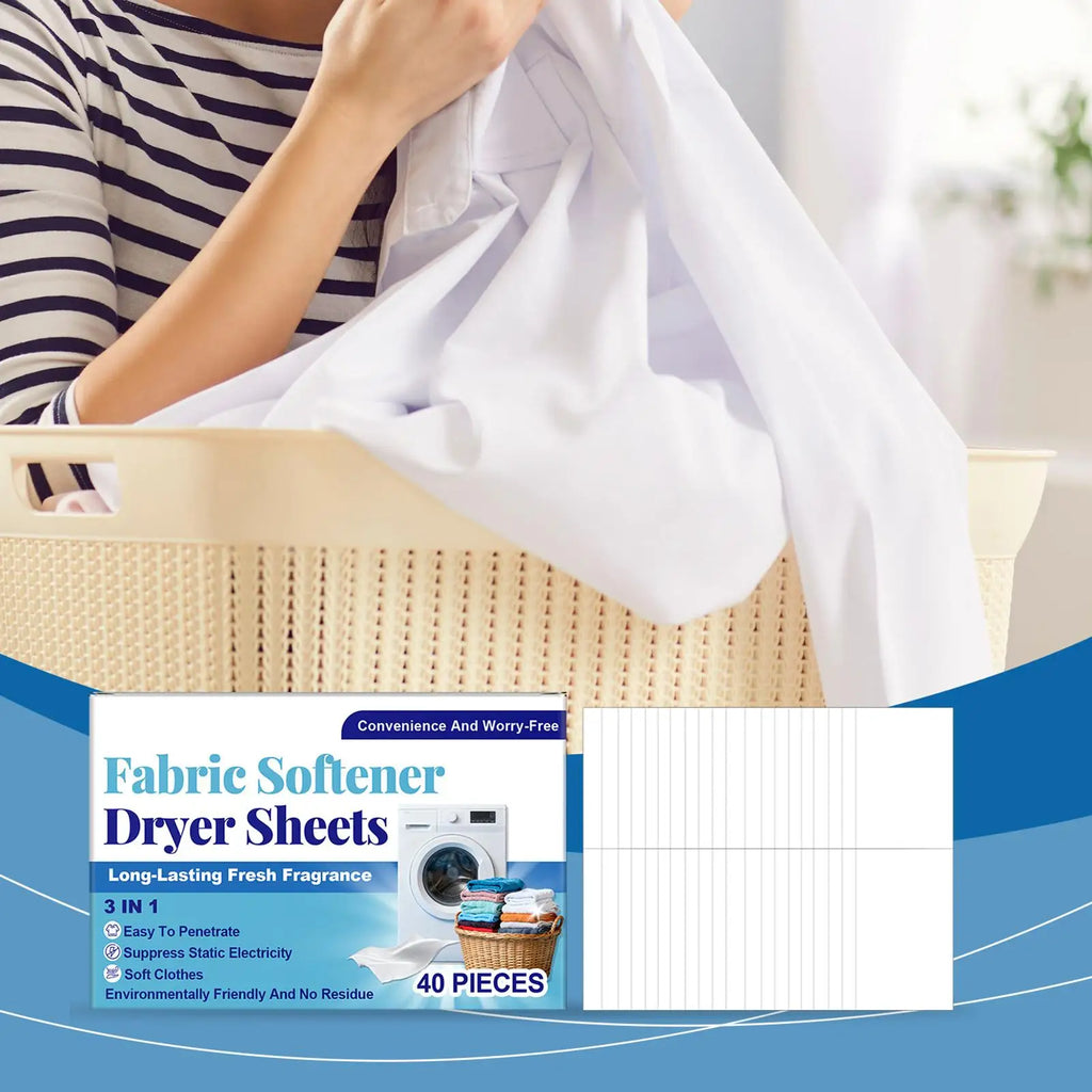Laundry Softener Sheets 40-Count Gentle Softening Clean Washer Pet