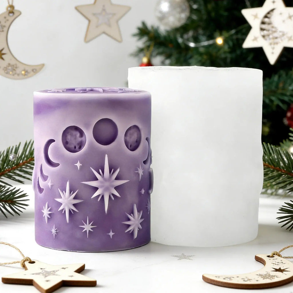 Pillar Candle Mold Flexible Easy Release Reusable Star-moon Women Men