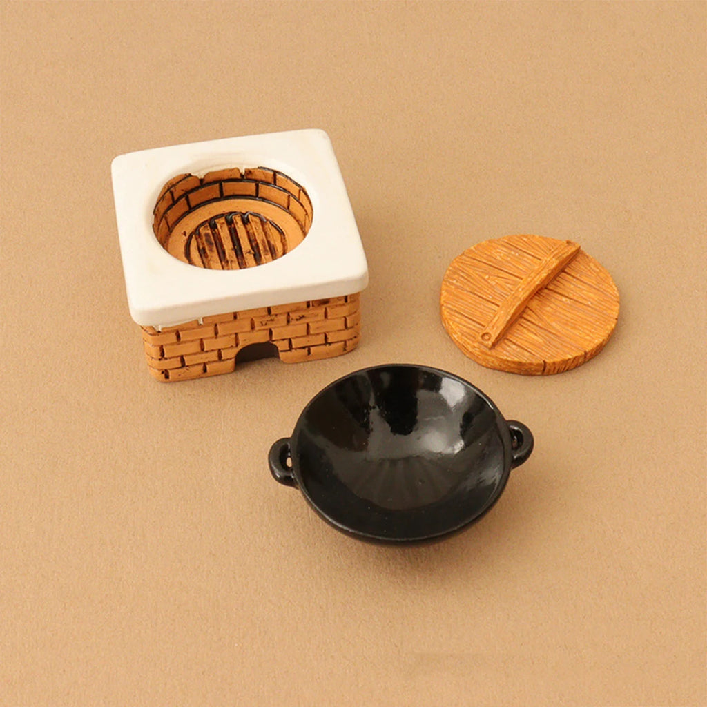 3-Pack Mini Resin Kitchen Pots with Lids – Dollhouse Cookware