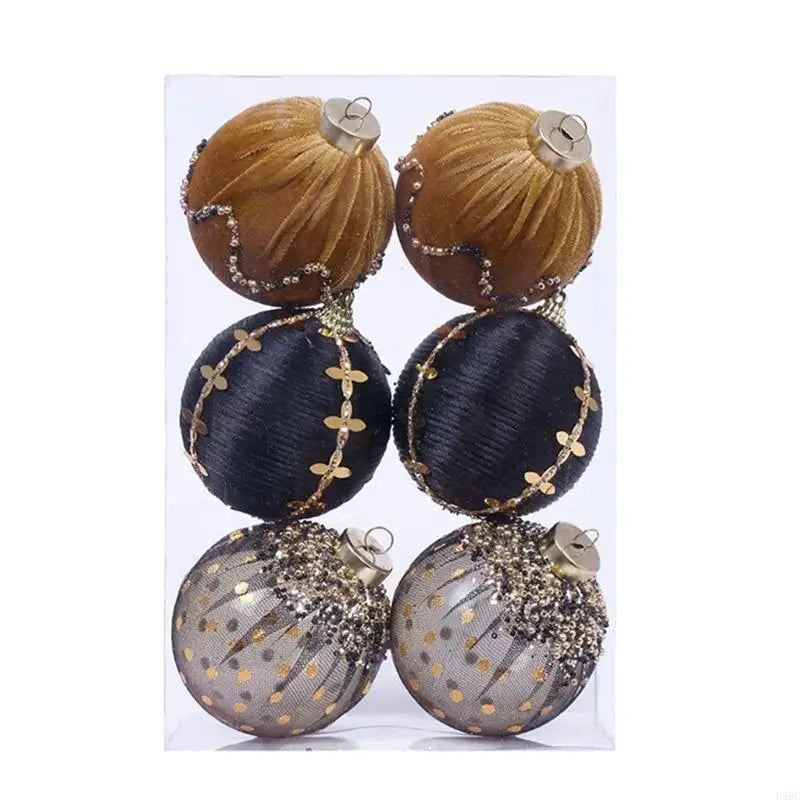 1 Box Festival Plush Sphere Decorations Colorful Dots Christmas Tree Zpaxo black gold China Mainland