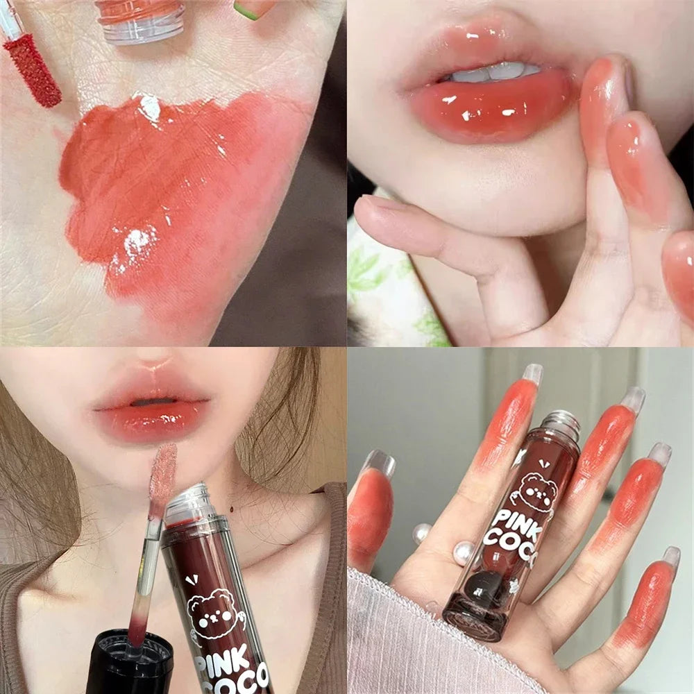 Dark Red Brown Mirror Lip Glaze Water Light Moisturizing Non-fading Zpaxo