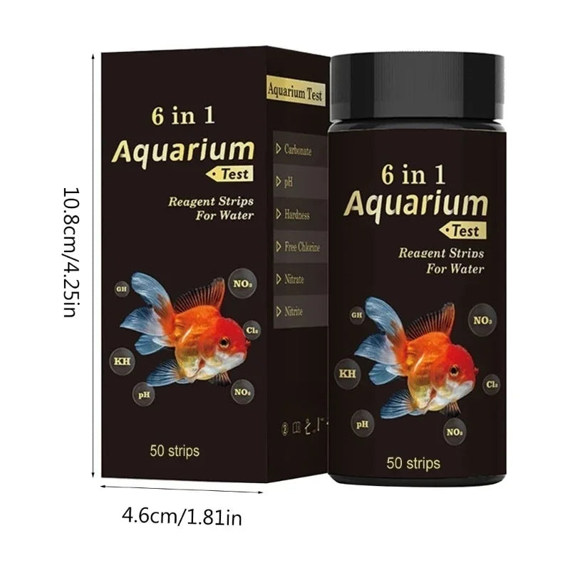 50 6-in-1 Aquarium Testing Strips Freshwater Saltwater Ponds PH Zpaxo