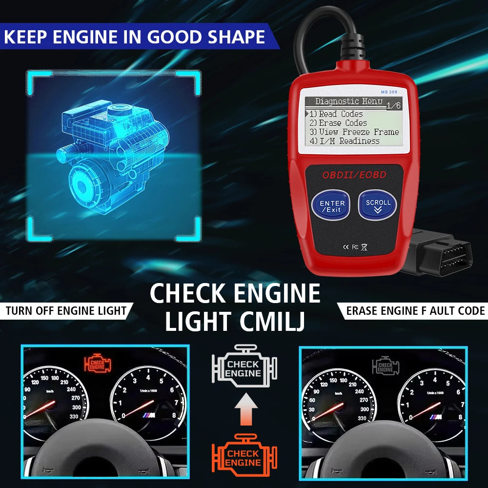 Car Diagnostic Tools Fault Code Clear Digital Display OBD 2 Scanner