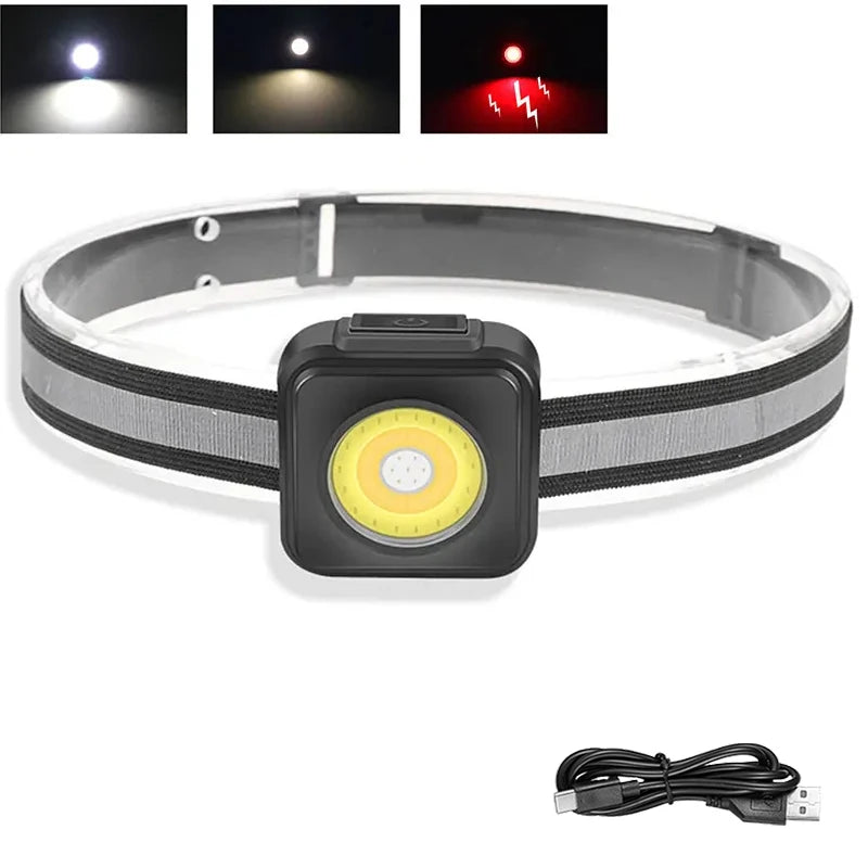 COB USB-C Rechargeable Headlamp – 1200 Lumen Floodlight Rechargeable Headlamp Zpaxo 1PC