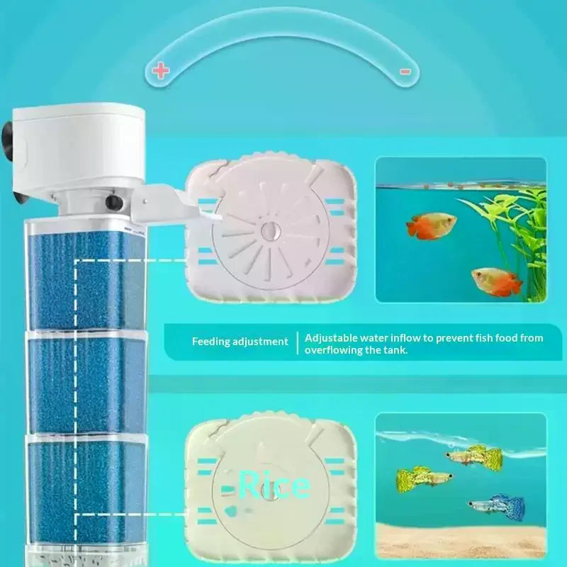 6 In1 Aquarium Filter Pump Fish Tank Submersible Silent Air Oxygen Aerator Filter Internal Water Pump Aquarium Wave Maker 220V Zpaxo