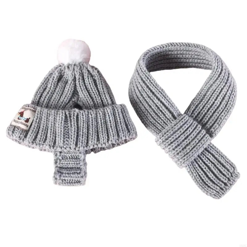 Knitted Dog Winter Hat Scarf Pet Year Warm Cap Costumes Accessories Zpaxo for Grey M China Mainland