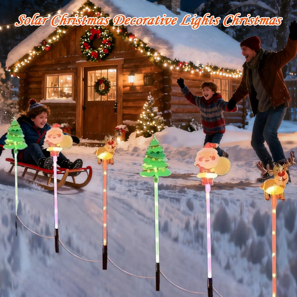 Solar Christmas Lights Reindeer Yard Stake Outdoor Waterproof LED