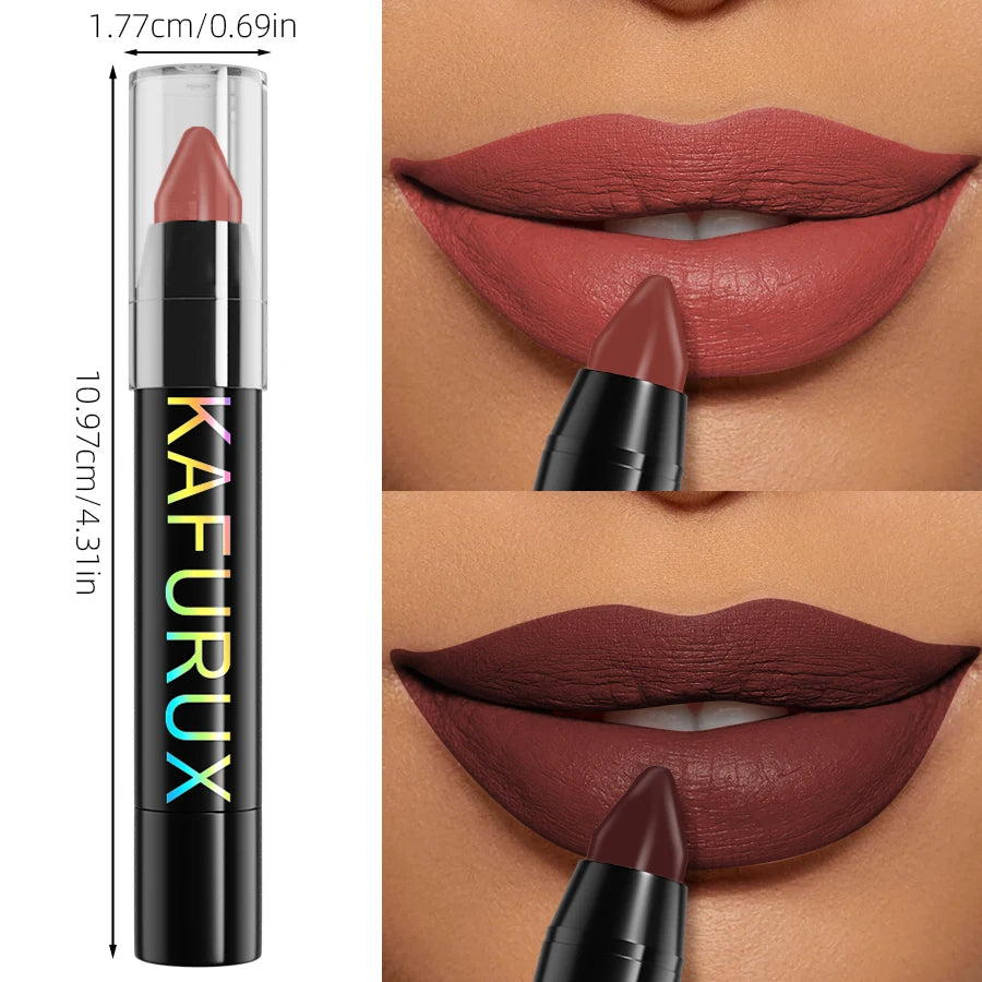 15-Color Velvet Matte Lipstick Pencil Waterproof Red Brown Pink Long