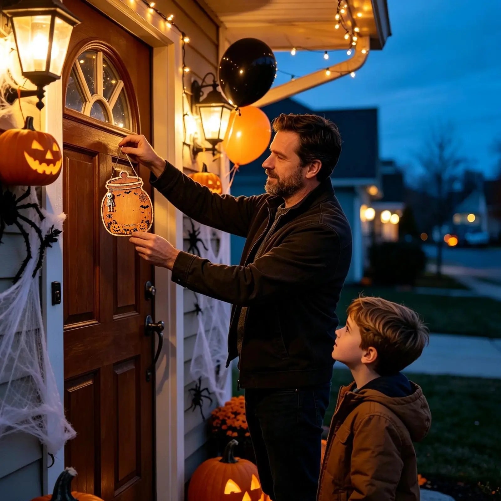 Trick Supports Door Sign Decoration Wooden Halloween Hanger House