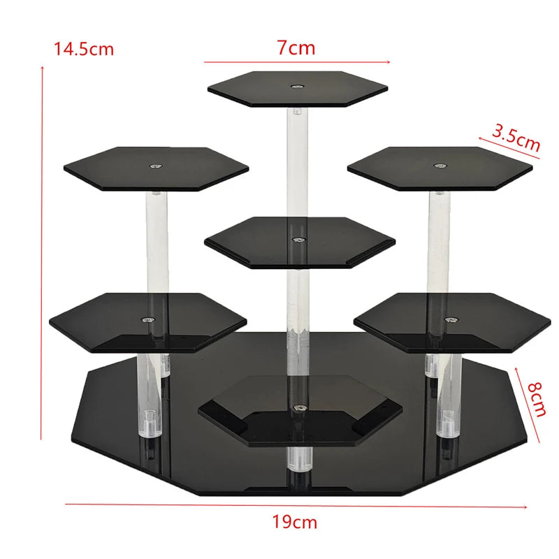 Acrylic Display Rack Hexagonal Cosmetic Jewellery Storage Collectible Zpaxo Black G4054A
