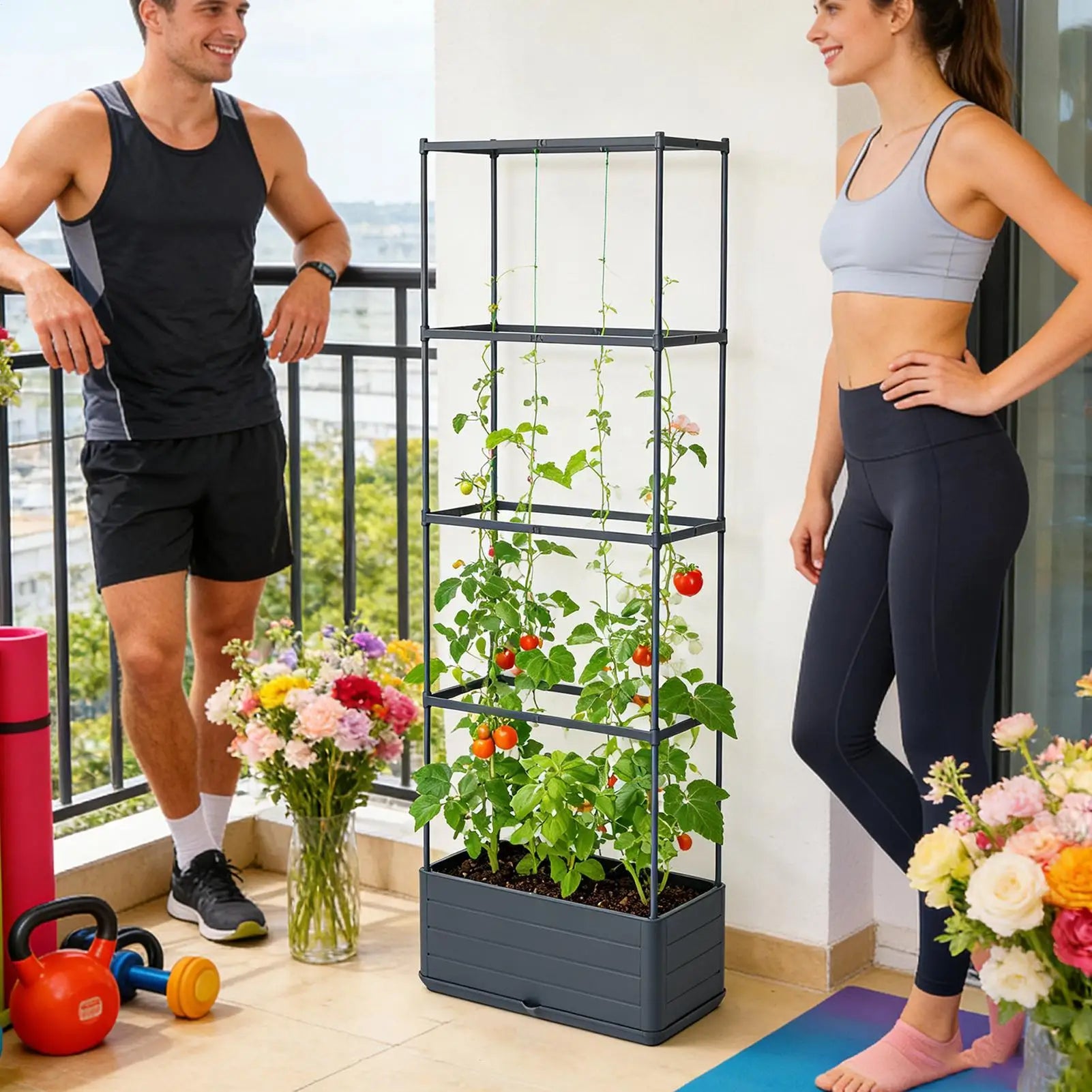 Tomato Planter Vertical Growing Container Tomato Cage with Trellis for Garden Outdoor Indoor Greenhouse Patio Balcony Terrace Zpaxo