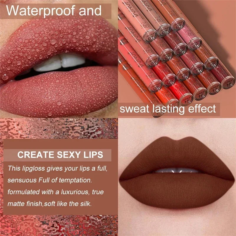 Matte Velvet Lip Gloss Dark Red Brown Lip Glaze Long Lasting Waterproof Liquid Lipstick Natural Moisturizer Transparent Lip Oil Zpaxo