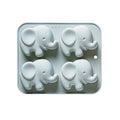 4-hole Baby Elephant Silicone Mold Cute Animal Fondant Candy Zpaxo Blue