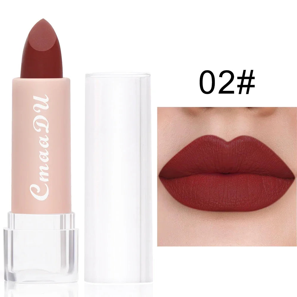 1 Pcs Matte Lipstick Velvet Matte Lipstick Long-Lasting Non-Stick Cup Waterproof Moisturizing Lip Gloss Fashion Classic Shades Zpaxo 02 3.5g