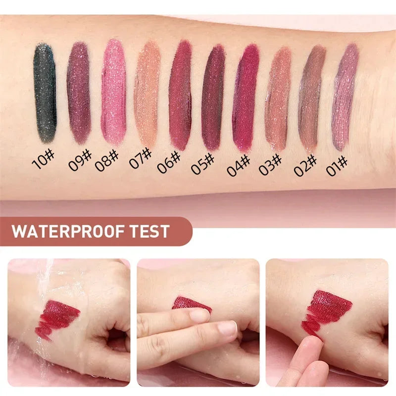 10 Colors Glitter Liquid Lipstick Diamond Shiny Lip Gloss Waterproof Long Lasting Shimmer Pearl Lip Glaze Women Lip Tint Makeup Zpaxo