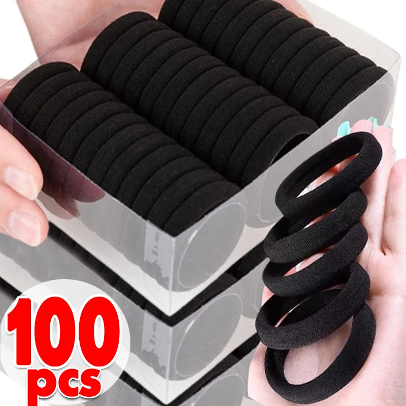 Elastic Hair Bands Women Girls Black Basic Tie Headband Simple