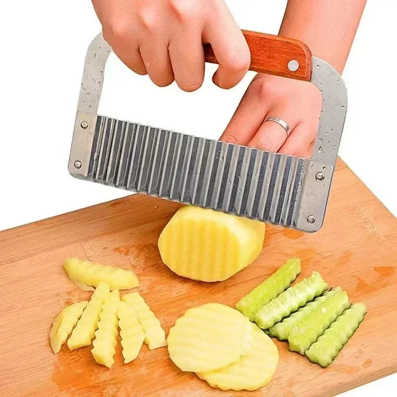 Crinkle Cut Wavy Slicer – Stainless Steel Potato & Veggie Cutter Crinkle Cut Slicer Zpaxo