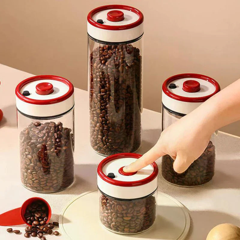 Coffee Beans Vacuum Sealed Tank Transparent Glass Food Storage Jars Zpaxo