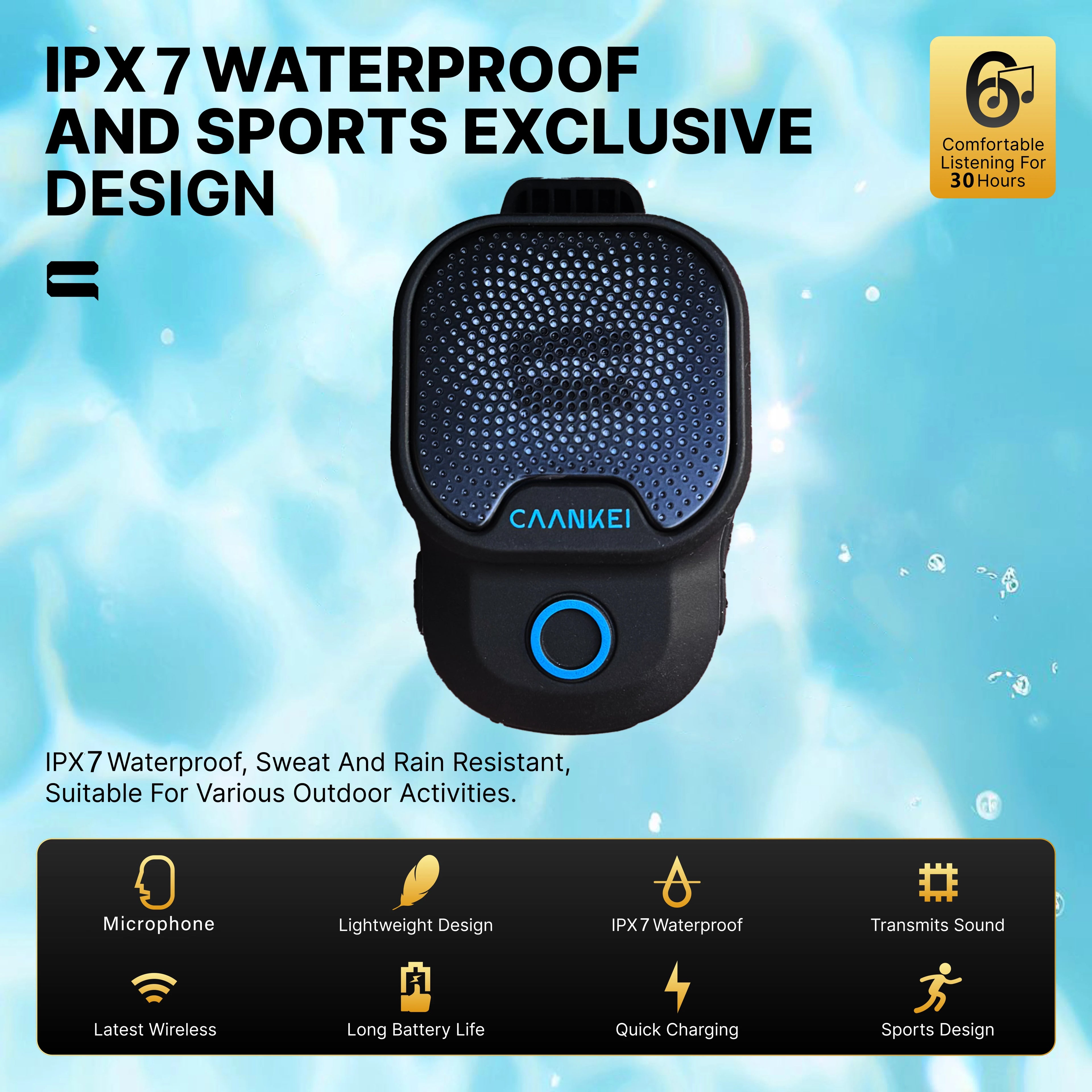 Wearable Outdoor Bluetooth Speaker IPX7 Waterproof Portable Sport Zpaxo