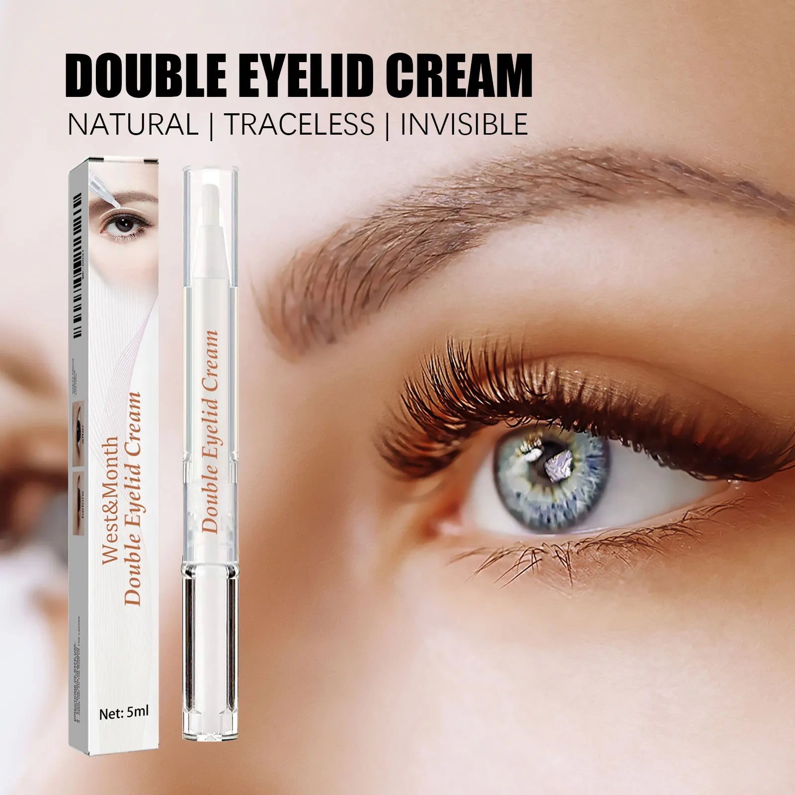 West&Month Double Eyelid Setting Cream Long-lasting Waterproof Beauty Cream Quick-drying Natural Invisible Cream Zpaxo