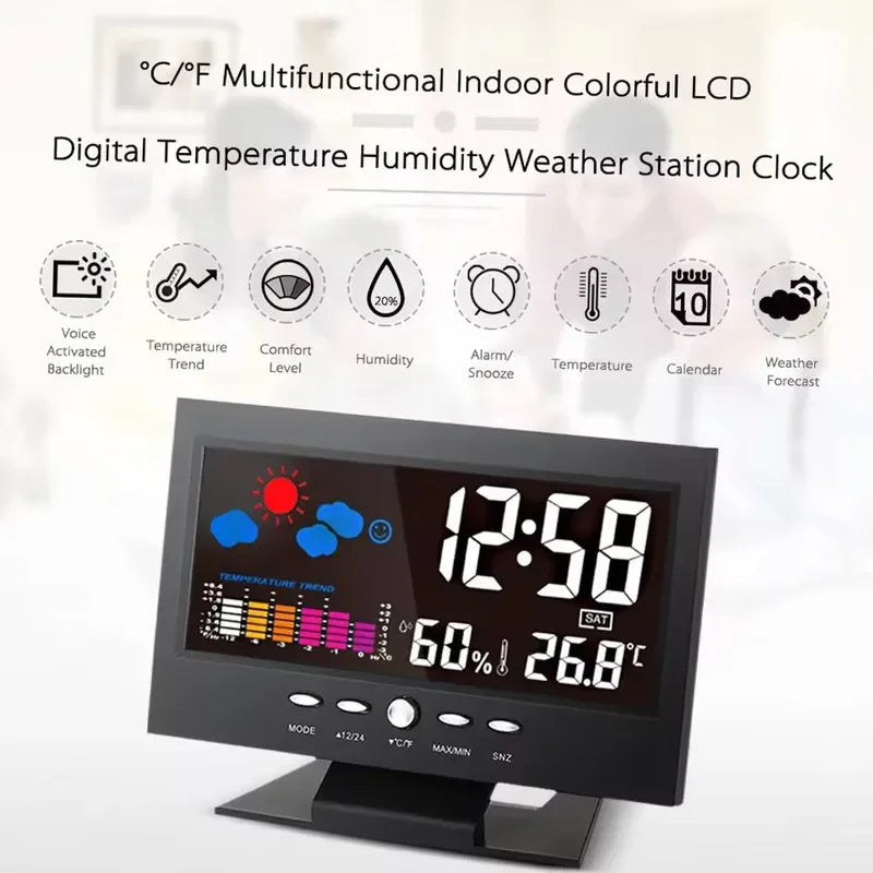 Multifunctional Digital Weather Clock Home Thermometer Hygrometer