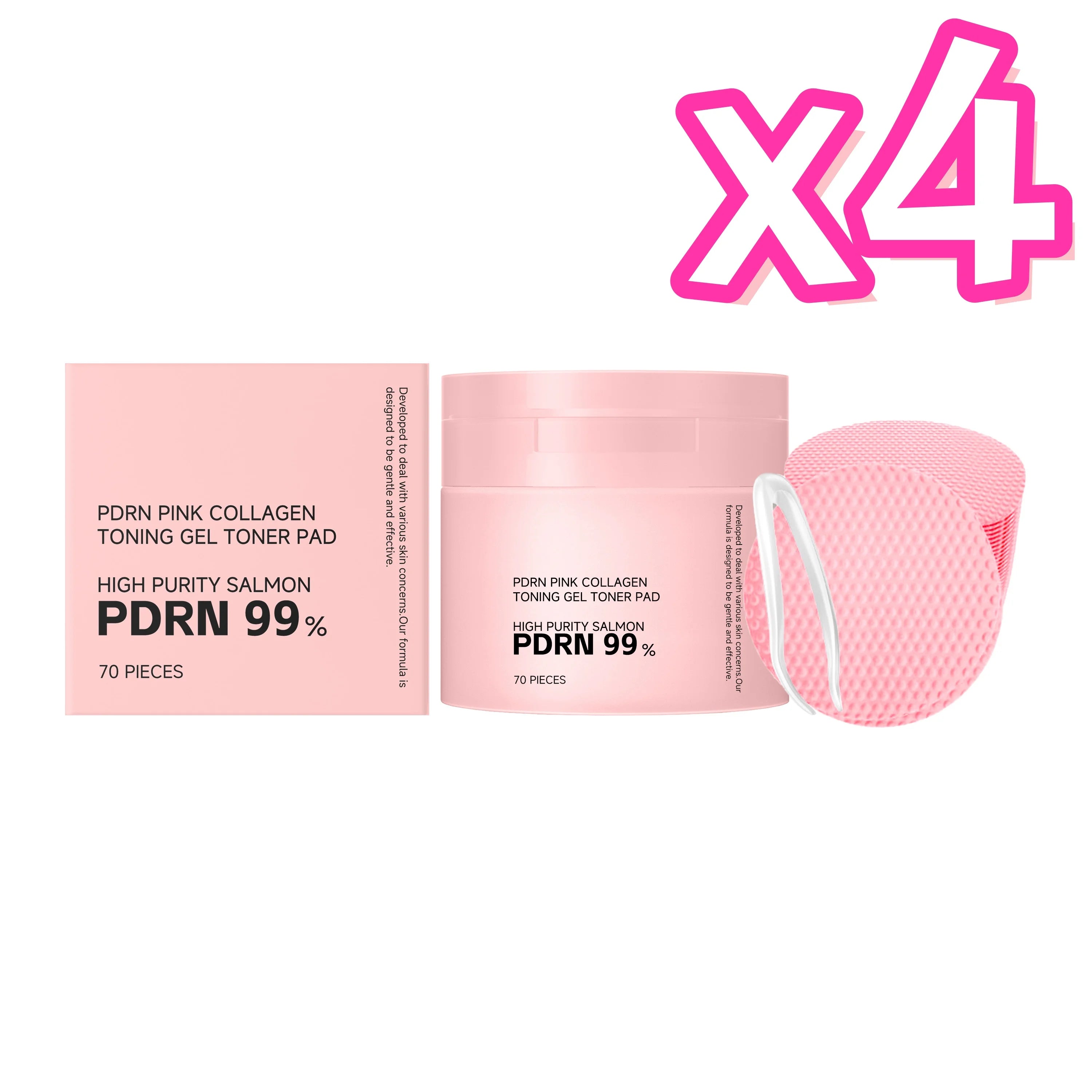 PDRN Collagen Toner Pads – Hydrate, Brighten & Repair Skin Facial Toner Pads Zpaxo 4 x 70pcs Boxed