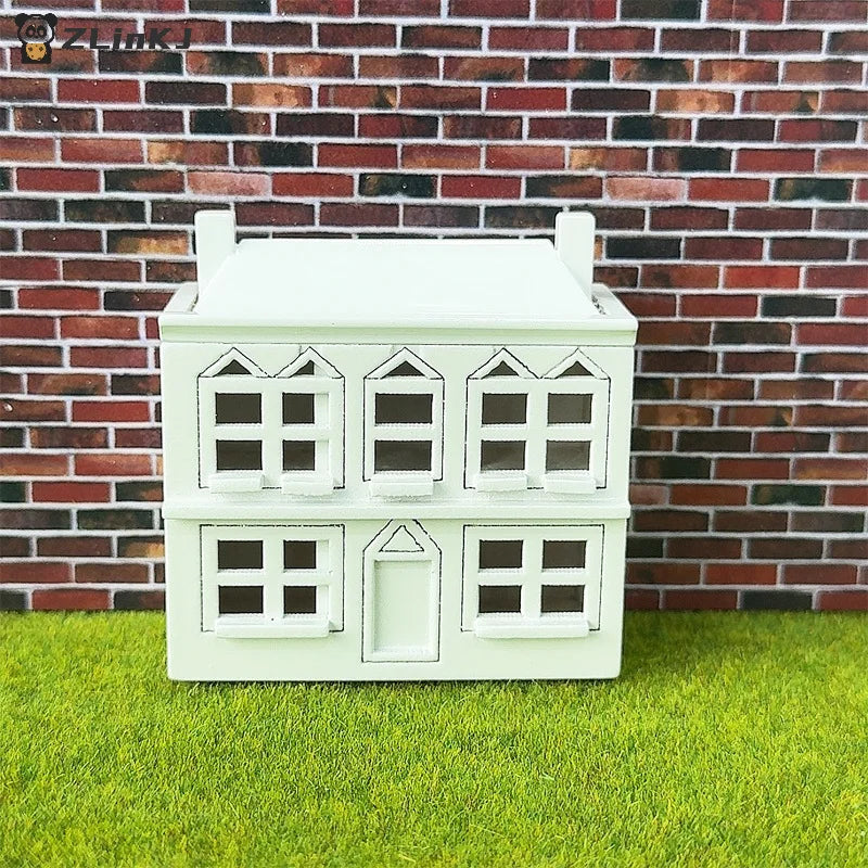 ▶1:12 Dollhouse Miniatures White Wooden Villa Small House Model Doll House Decor DIY Micro Landscape Ornaments Pretend Play Toys Zpaxo