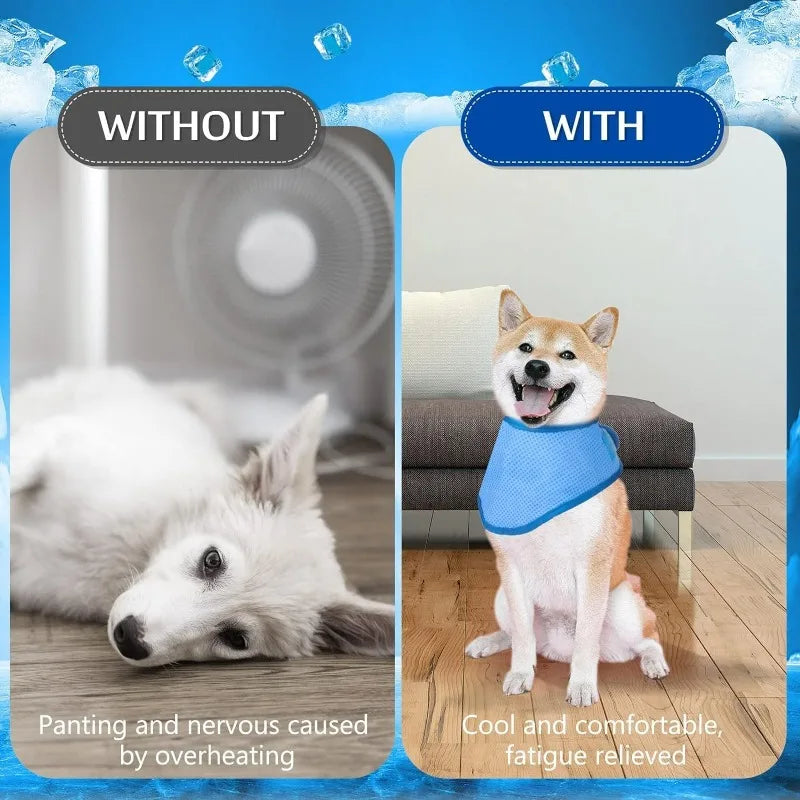 Pet Cooling Collar Summer Ice Scarf Dog Cat Cold Gel Neck Wrap