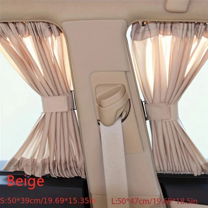 Car Sun Shade Side Window Roller Blind Auto Retractable UV Block Zpaxo Beige