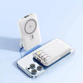 20000mAh Portable Fast Charger Magnetic Wireless Power Bank with Cable Stand External Battery for iPhone Samsung Xiaomi Magsafe Zpaxo White 10000mAh