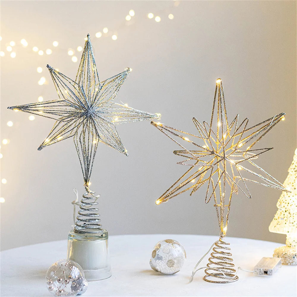 Christmas Tree Star Topper with LED Lights – 20/25/30cm Gold