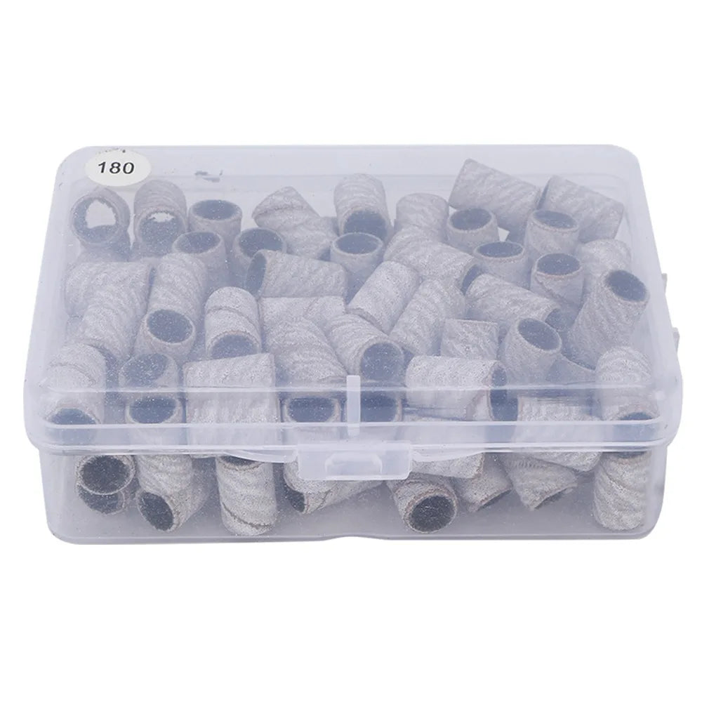 Professional White Nail Art Sanding Bands Cylindrical Drill Gel Zpaxo 180 grit