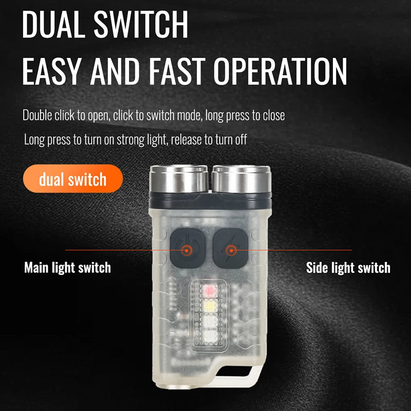 KDULIT Mini EDC Keychain Flashlight 900LM USB-C Rechargeable