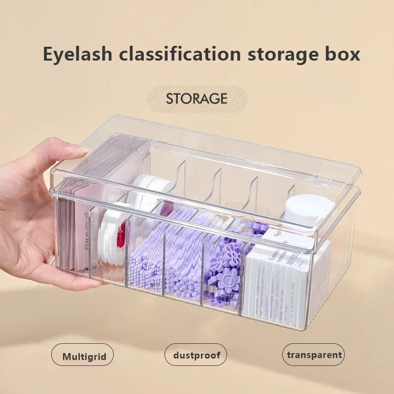 Eyelash Extension Tool Storage Box With Cover Lash Accessories Lashes Glue Tweezer Holder Organizer Acrylic Transparent Box Zpaxo