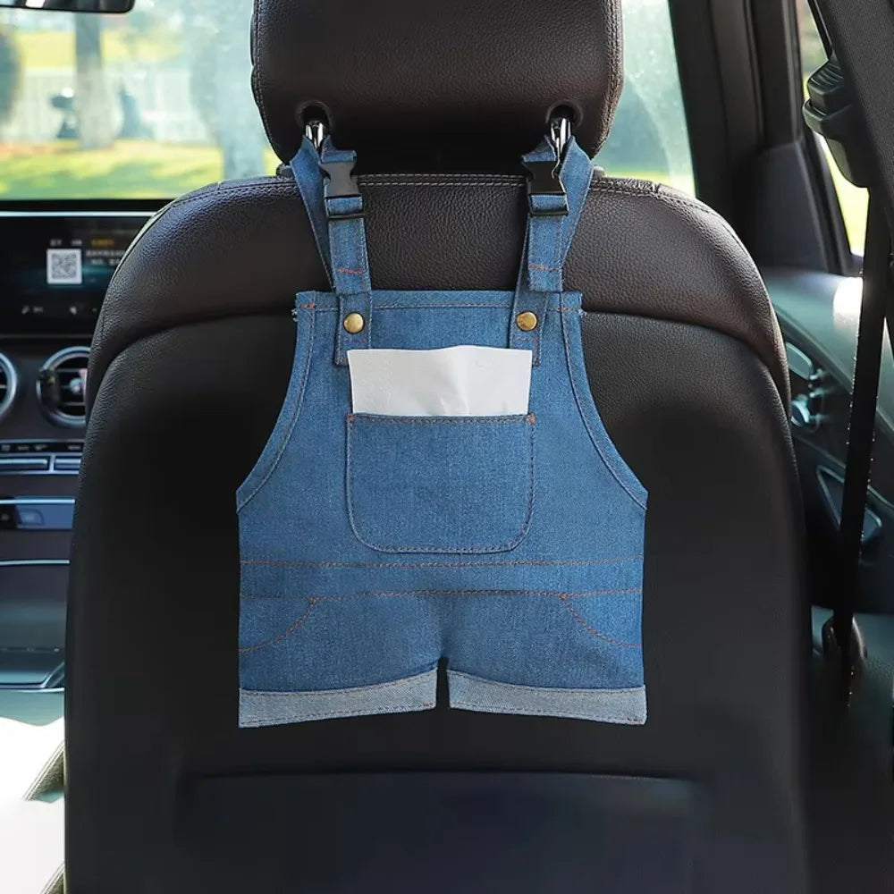1 Design Jeans Shape Car Tissue Box Creative Denim Overalls Storage Zpaxo Style 2