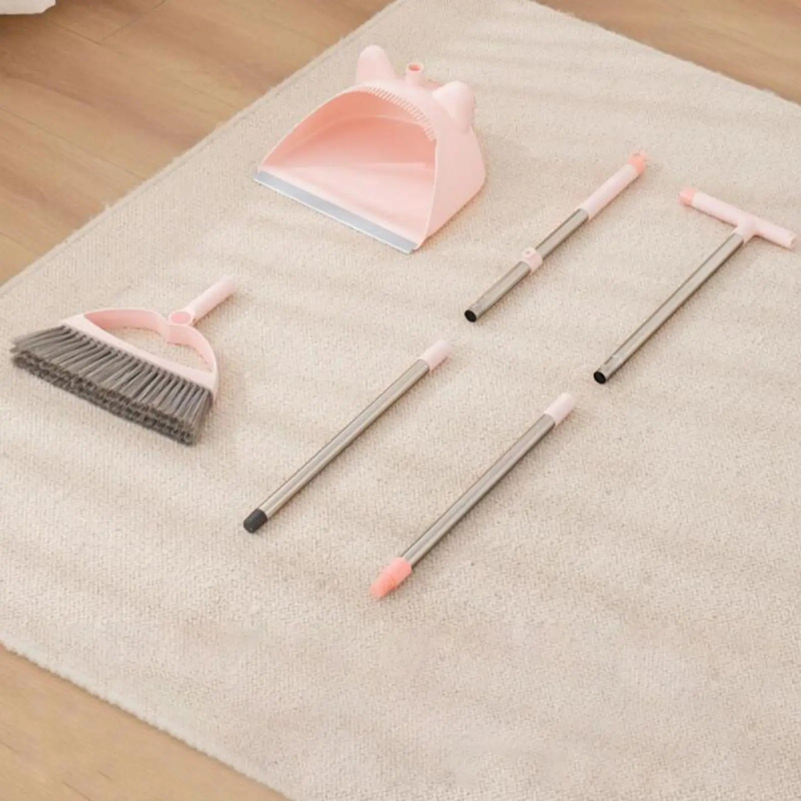 2Pcs Broom And Dustpan Set Sweeping Broom Dense Pet Bristles for Office Home Zpaxo Default Title