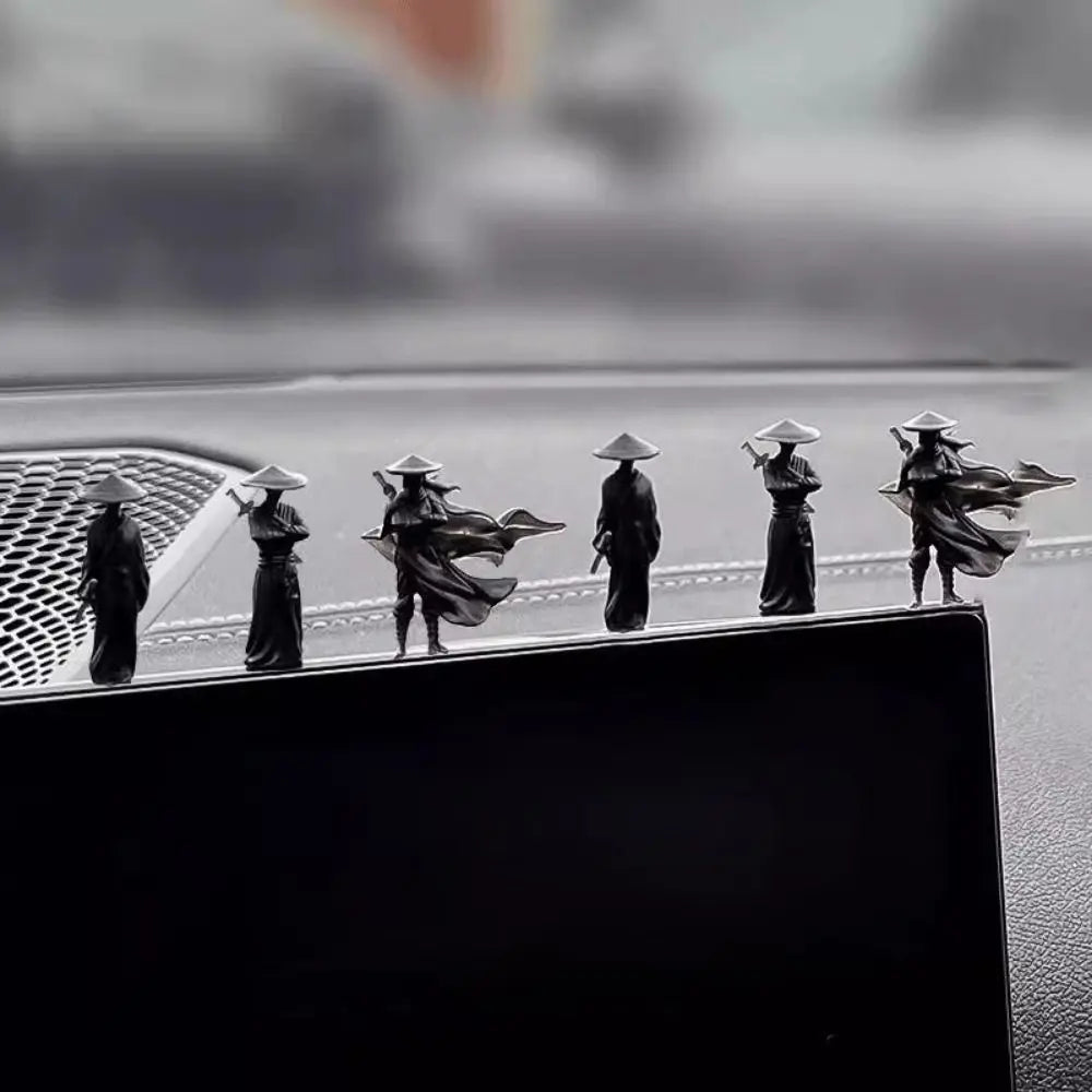 6Pcs/set Creative Mini Chinese Swordsman Figure Exquisite Ancient Car Statue Ornament Cartoon Swordsman Miniatures Office Zpaxo