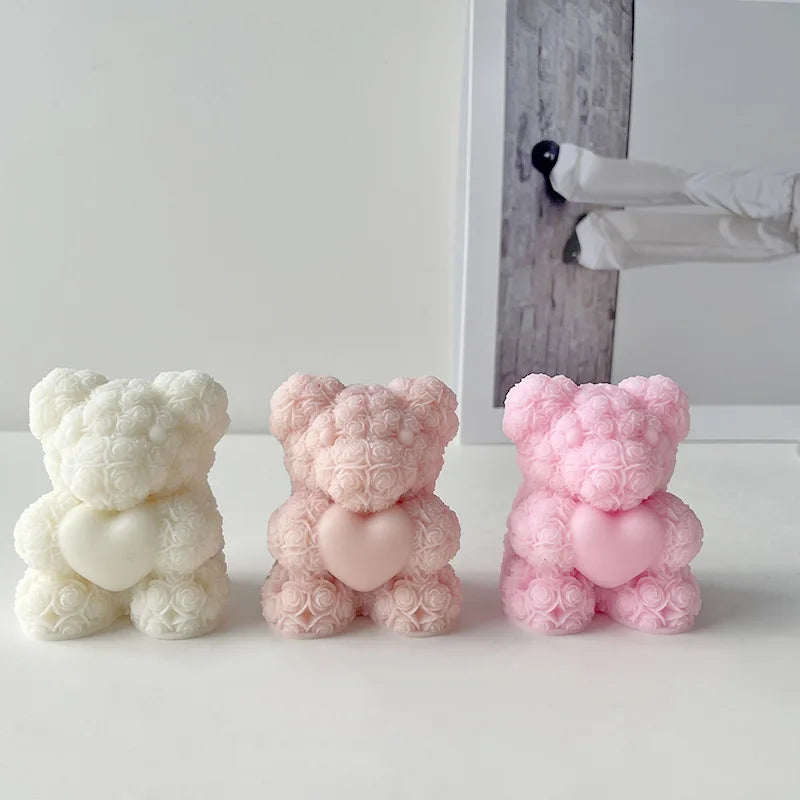 3D Bear Hug Love Silicone Candle Molds Diy Cute Bear Pet Candle Making Supplies Handmade Soap Plaster Resin Mold Home Decor Gift Zpaxo