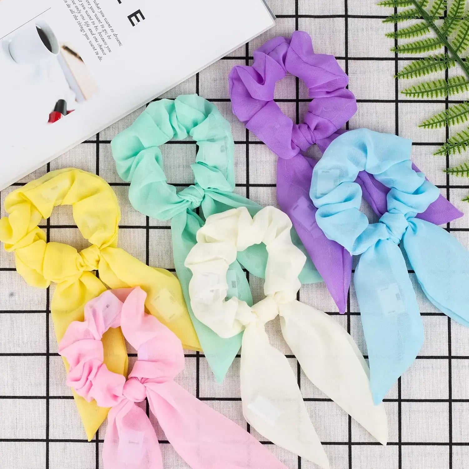 5 Led Light Up Bow Scrunchies Hair Scrunchie Ponytail Holders Women