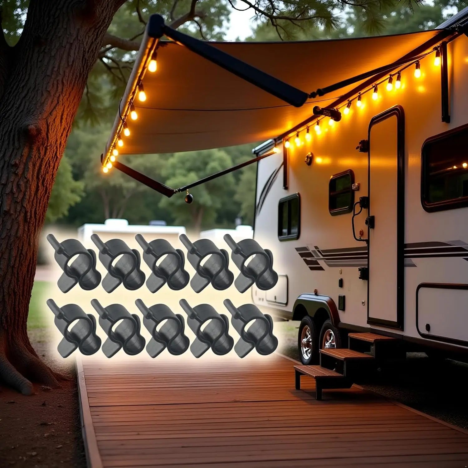 10-Pack Camping Tent Clip Hooks – Awning Hanger for Lights & Lanterns