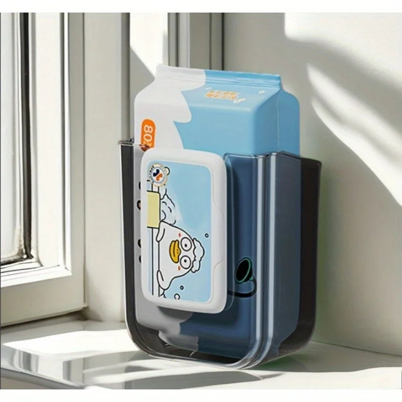 Wet Wipe Box Wall Mounted Tissue Organiser Self-adhesive Paper Towel Zpaxo Grey