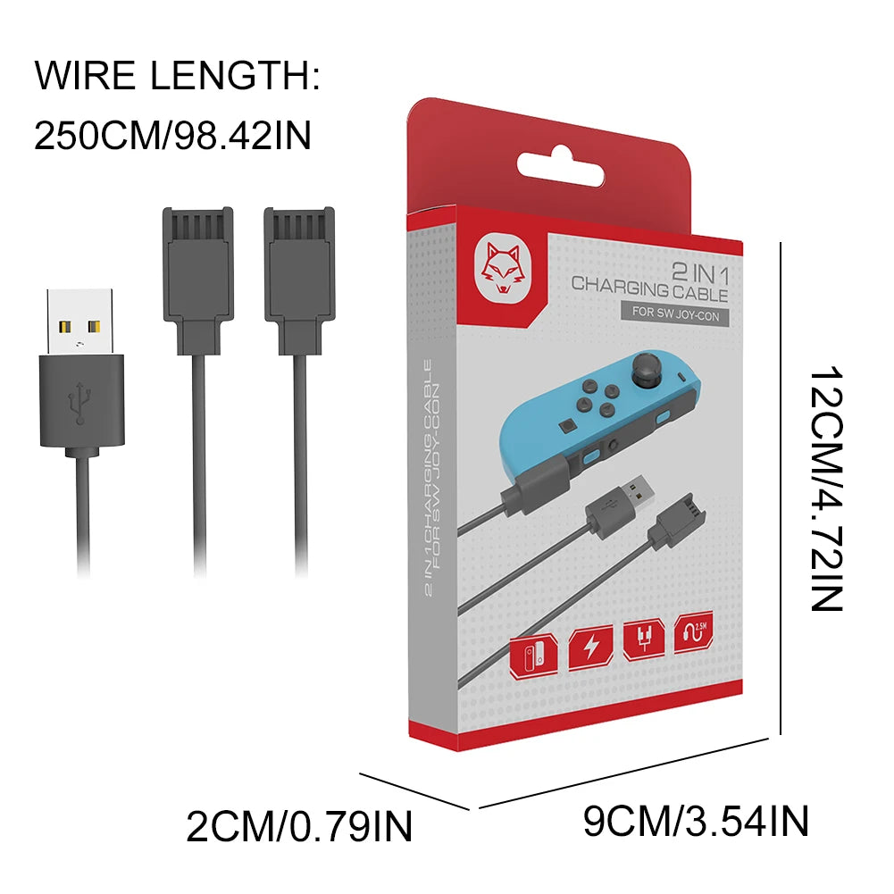 USB Charger Cable Joycon Controller 1 2 5M Portable Charging Cord