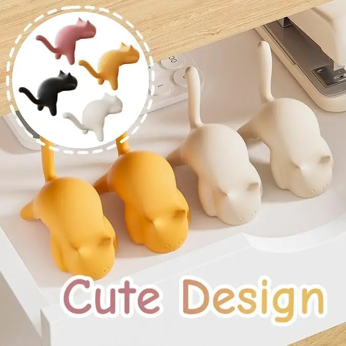 Cute Cat-shaped No-drill Desk Hook Portable Bag Stationery Storage