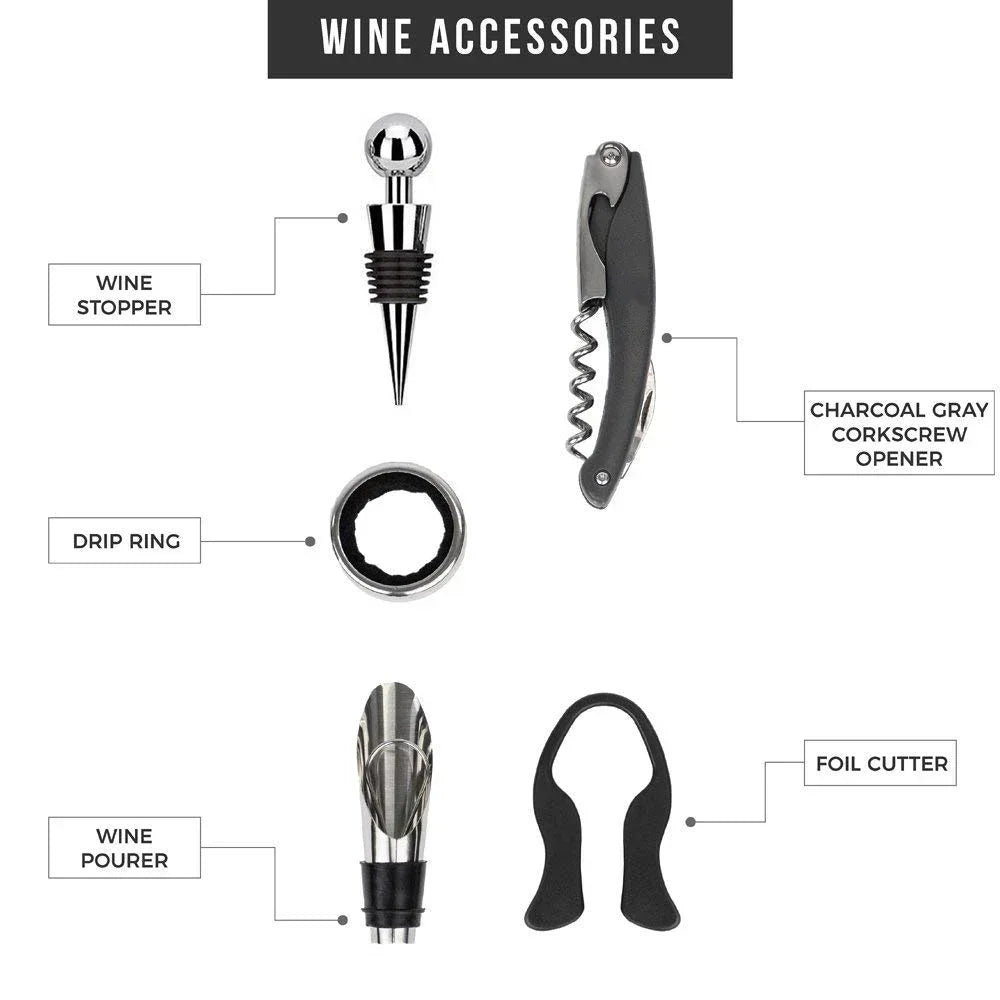 5-Piece Wine Opener Gift Set – Corkscrew & Accessories Kit Wine Accessory Set Zpaxo