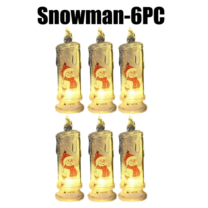 Festive Flameless Pillar Candles Battery Powered LED Christmas Lights Zpaxo Snowman-6PC